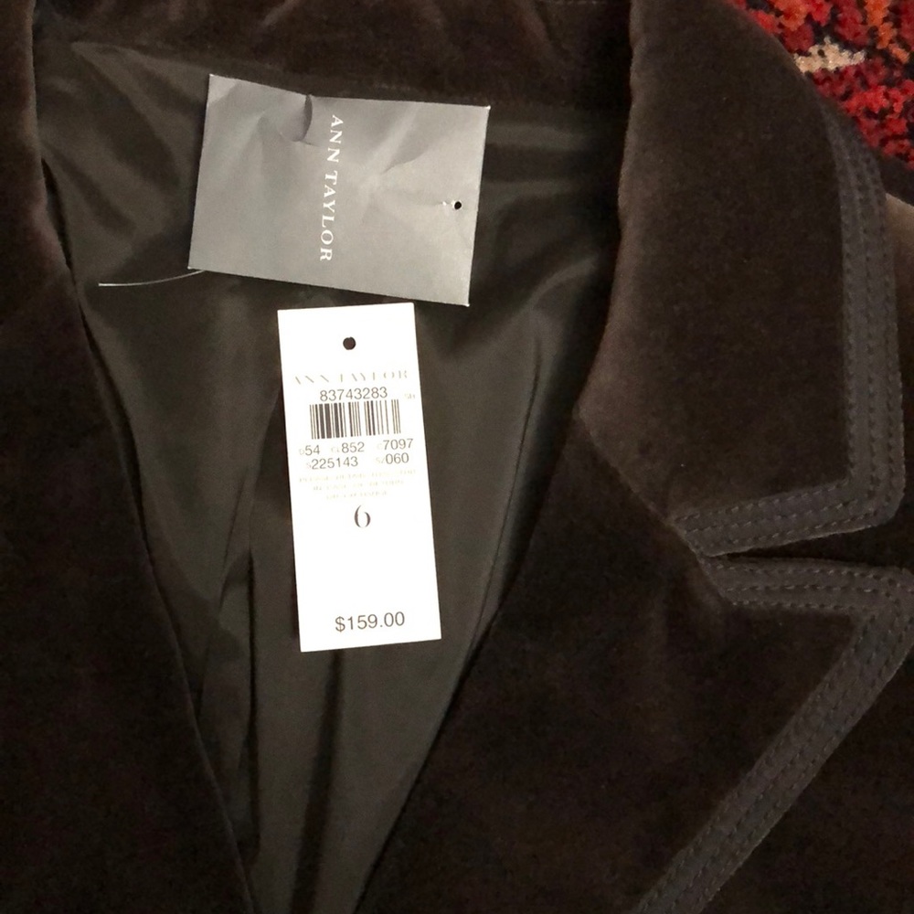 🌺🌺🌺NWT ANN TAYLOR BROWN BLAZER VELOUR - Picture 4 of 7